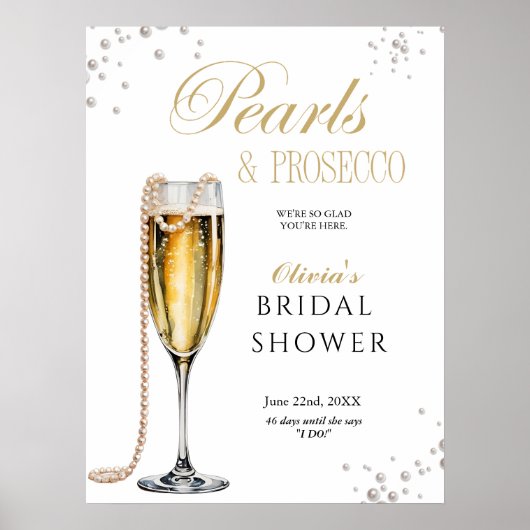 Parel- en Prosecco-bruiloftsdouche, Bruiloftsbrunc Poster (Voorkant)