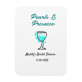 Parel- en prosecco bruiloftsfeest blauw zwart naam magneet