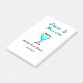 Parel- en prosecco bruiloftsfeest blauw zwart naam post-it® notes (Schuin)