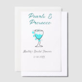 Parel en prosecco bruiloftsfeest blauw zwart naam  vellum uitnodigingen (Offset)