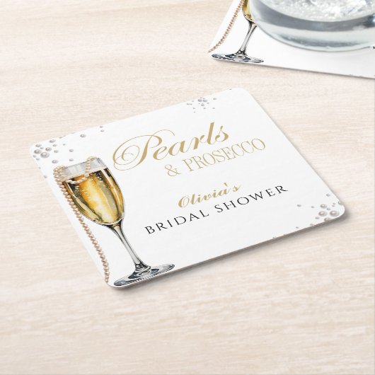Parel- en Prosecco-bruiloftsfeest, Bruiloftsbrunch Kartonnen Onderzetters (Schuin)