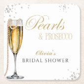 Parel- en Prosecco-bruiloftsfeest, Bruiloftsbrunch Kartonnen Onderzetters (Voorkant)