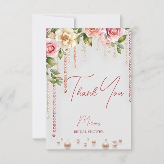 Parel- en prosecco bruiloftsfeest elegant bedankkaart (Voorkant)