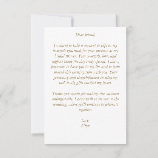 Parel- en prosecco bruiloftsfeest elegant gedrukt bedankkaart (Achterkant)