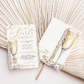 Parel- en Prosecco Bruiloftsfeest Elegant Kaart