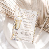 Parel- en Prosecco Bruiloftsfeest Elegant Kaart