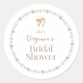 Parel- en Prosecco Bruiloftsfeest Sticker (Voorkant)