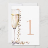 Parel- en Prosecco Bruiloftsfeest Tafelnummer (Voorkant)