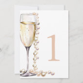 Parel- en Prosecco Bruiloftsfeest Tafelnummer (Achterkant)