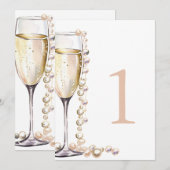 Parel- en Prosecco Bruiloftsfeest Tafelnummer (Voorkant / Achterkant)