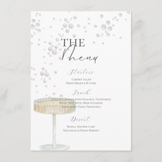 Parel- en Prosecco Bruiloftsmenu Menu (Voorkant)