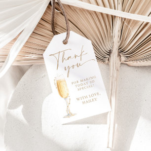 Parel- en Prosecco Bruiloftsshower Bedankkaartje Cadeaulabel
