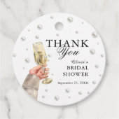 Parel- en Prosecco-brunch Bruidsfeest Dank Je Bedankjes Labels (Voorkant)