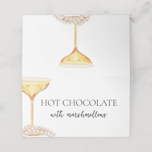 Parel- en Prosecco-buffet Eetwaren Bruidsfeest Plaatskaartje (Buitenkant ongevouwen)