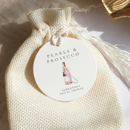 Parel- en Prosecco Elegante Bruidsdouche Bedankjes Labels
