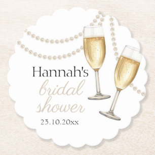 Parel en prosecco Elegante bruidsdouche Kartonnen Onderzetters