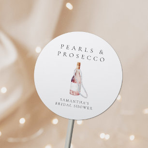 Parel- en Prosecco Elegante Bruidsdouche Ronde Sticker