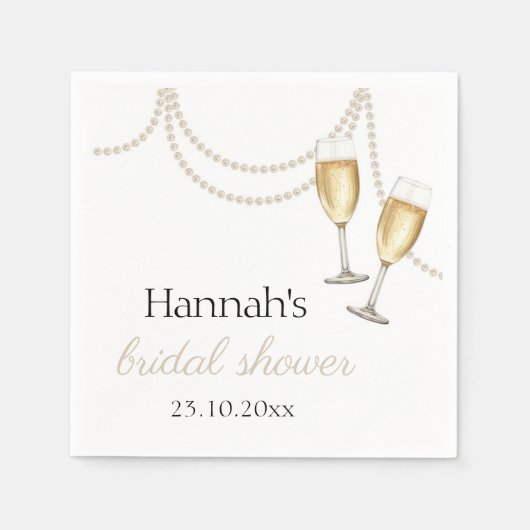 Parel en prosecco Elegante bruidsdouche Servet (Voorkant)