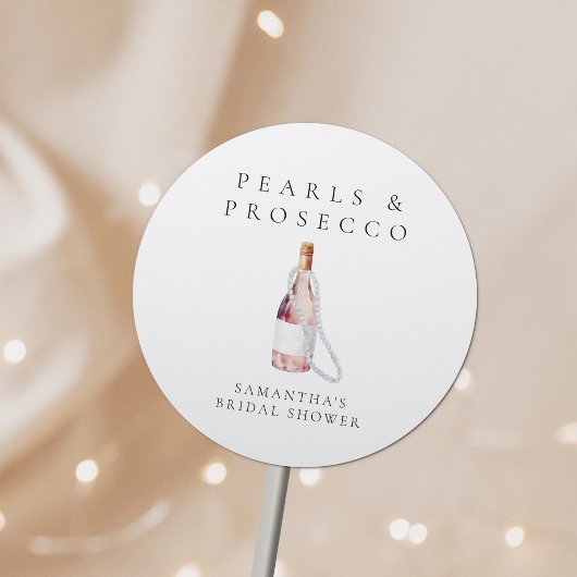 Parel en Prosecco Elegante Bruidsfeest Ronde Sticker
