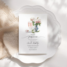 Parel en Prosecco Elegante Bruidsuitnodiging