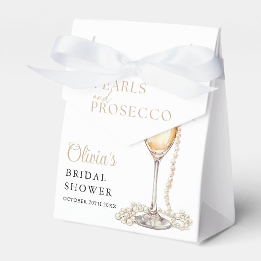 Parel en Prosecco Elegante Bruiloftsborrel Bedankdoosjes (Voorkant Zijde)