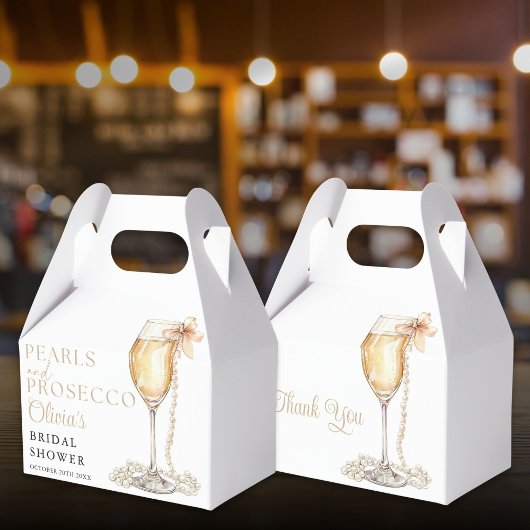 Parel en Prosecco Elegante Bruiloftsborrel Bedankdoosjes