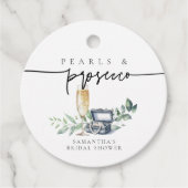 Parel en Prosecco Elegante Gouden Bruidsdouche Bedankjes Labels (Voorkant)