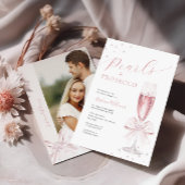 Parel- en Prosecco-fotobruidsfeestuitnodiging Kaart