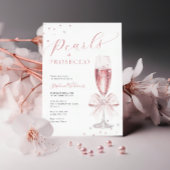 Parel- en Prosecco-fotobruidsfeestuitnodiging Kaart