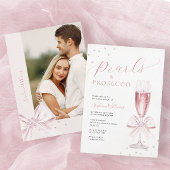 Parel- en Prosecco-fotobruidsfeestuitnodiging Kaart