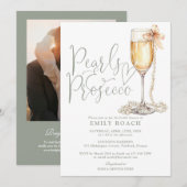 Parel- En Prosecco-Fotokwcode Bruidsdiner Kaart (Voorkant / Achterkant)