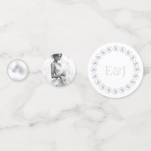 Parel- en Prosecco gepersonaliseerde bruidsdouche Confetti (Achterkanten)