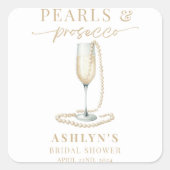 Parel- en Prosecco-huwelijksuitnodiging sticker (Voorkant)