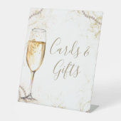 Parel- en Prosecco Kaarten & Cadeaus Reclamebord Met Voetstuk (Voorkant)