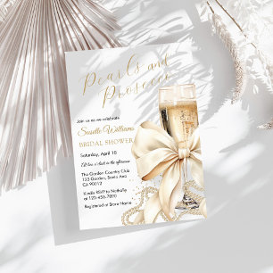 Parel- en Prosecco-lint bruidsfeest uitnodiging