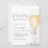 Parel- en Prosecco Luxe Bruidsdouche Kaart (Voorkant)