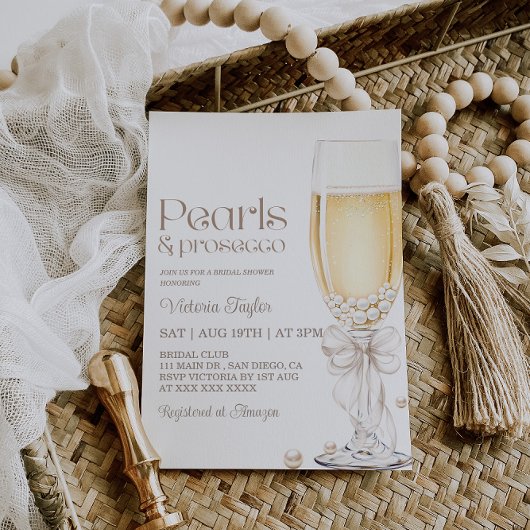Parel- en Prosecco Luxe Bruidsdouche Kaart