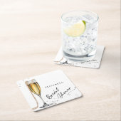 Parel- en Prosecco Minimalistische Bruidsdouche Kartonnen Onderzetters (Insitu)