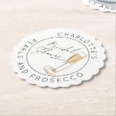 Parel en Prosecco Modern script Bruidsdouche Kartonnen Onderzetters (Gekanteld)