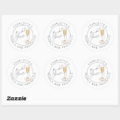 Parel en Prosecco Modern script Bruidsmeisjesfeest Ronde Sticker (Vel)