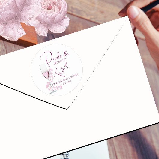 Parel- en Prosecco moderne bruidsontbijt bedankbri Ronde Sticker