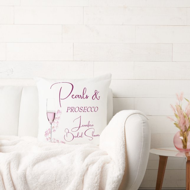 Parel en Prosecco Moderne Elegante Bruiloft Borrel Kussen (Bank)