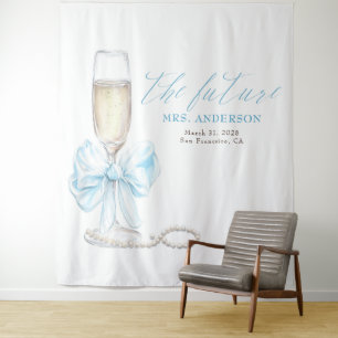 Parel- en Prosecco Mrs-foto-rekwisiet achtergrond Wandkleed