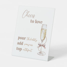 Parel en Prosecco Op proostende liefde Bruidsfeest Reclamebord Met Voetstuk