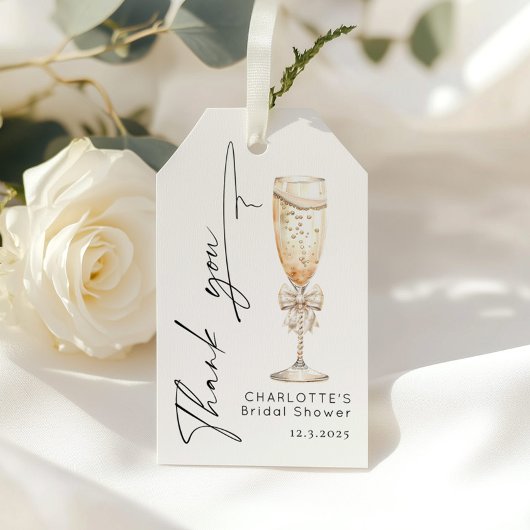 Parel- en Prosecco Parelboog bruids- Dank je wel Cadeaulabel