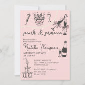 Parel en Prosecco Persoonlijke Bruidsdouche Kaart (Voorkant)