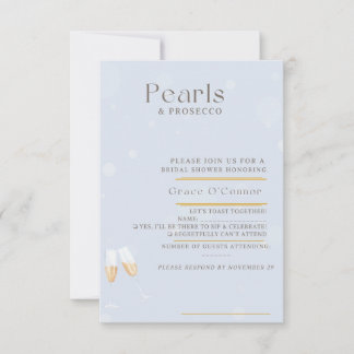 Parel- en Prosecco-reactiekaart RSVP Kaartje