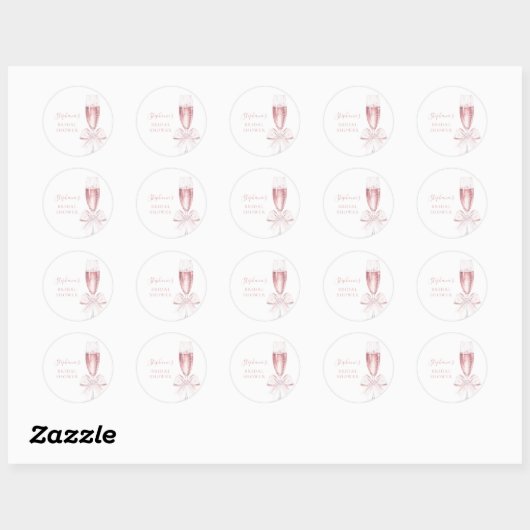 Parel- en Prosecco Roze Bruidsdiner Ronde Sticker (Vel)