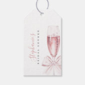 Parel- en Prosecco Roze Bruidsdiner Tags Cadeaulabel (Voorkant)