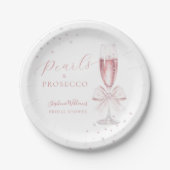 Parel- en Prosecco Roze Bruidsdouche Papieren Bordje (Voorkant)